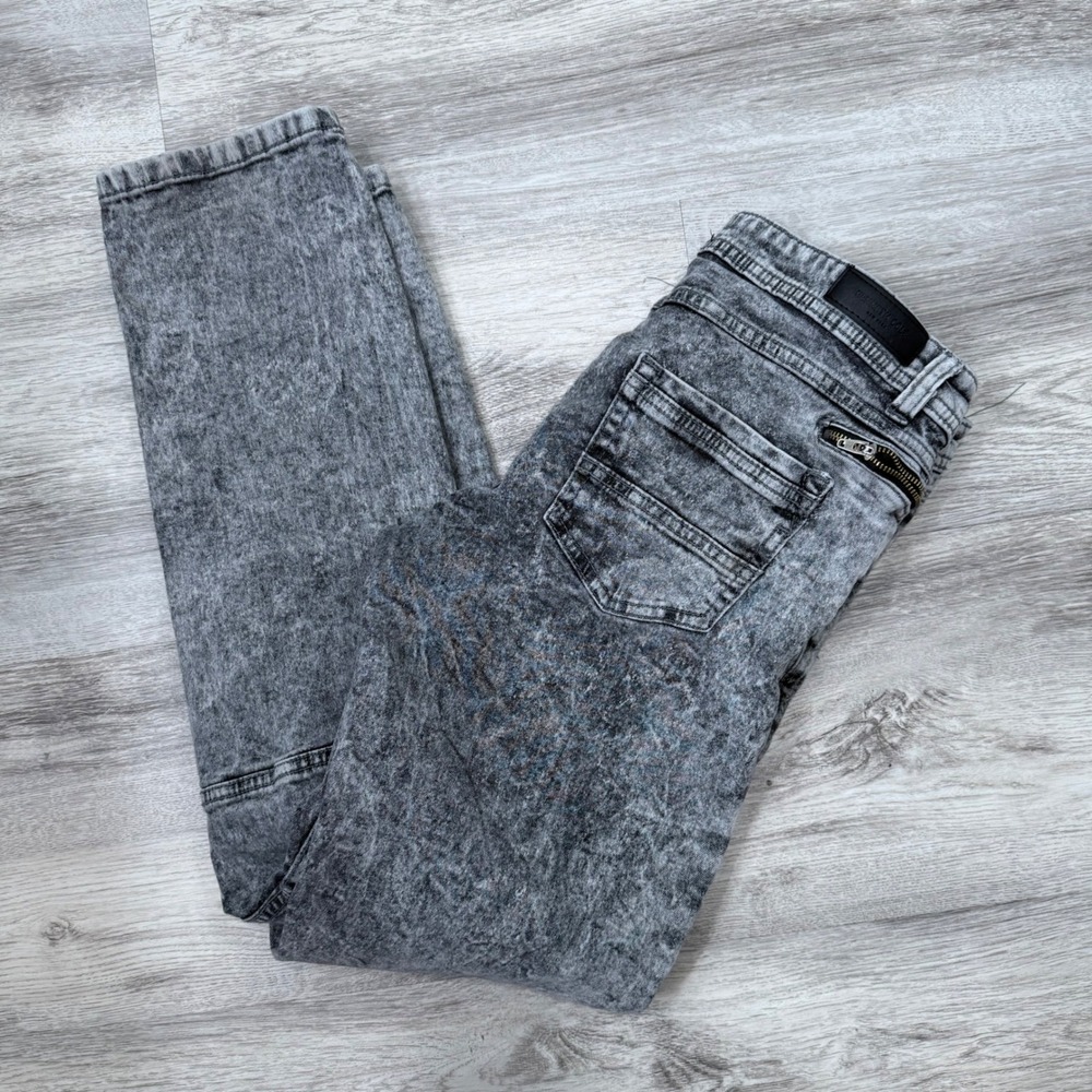 Kenneth Cole New‎ York Slim Fit Acid Wash Moto Biker Jeans Kids Size 16